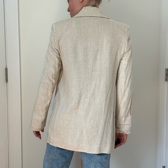 Linen Blend Elongated Double Breasted Blazer - Picture 10 of 13
